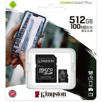 Kingston Canvas Select Plus 512GB Micro SD Card SDXC UHS-I 100MB/s Mobile Phone TF Memory Card