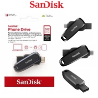 Flash Drive SanDisk Phone Drive Type C Android Phone Tablets 64GB 128GB 256GB 512GB Black