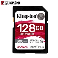 SD Memory Card Kingston 128GB V90 UHS-II Canvas React Plus SD 8K/3D/VR Cameras