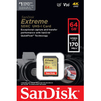 SanDisk Extreme SD Card 64GB Memory Card DSLR 4K UHD Video Camera SDSDXV2-064G